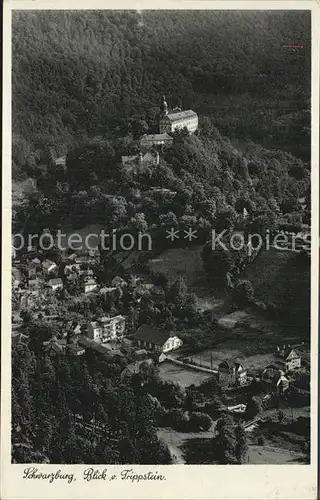 Schwarzburg Thueringer Wald Schloss Blick vom Trippstein Kat. Schwarzburg