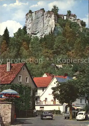 Streitberg Oberfranken Ortsstrasse Gaststaette Burgruine Felsen Kat. Wiesenttal