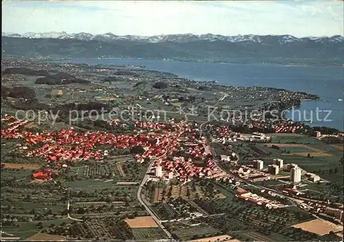 Kressbronn Bodensee mit Alpenkette Fliegeraufnahme Kat. Kressbronn am Bodensee