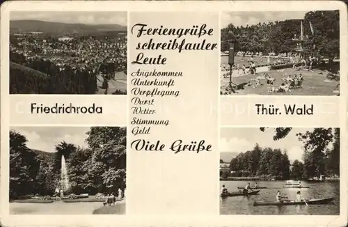 Friedrichroda Panorama Schwimmbad Springbrunnen  Kat. Friedrichroda