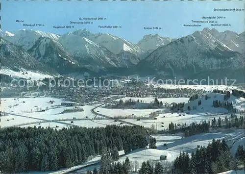 Oberstdorf Panorama mit Allgaeuer Alpen Kat. Oberstdorf