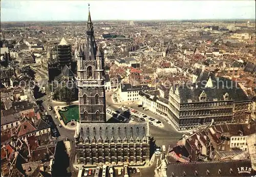 Gent Gand Flandre Beffroi et Eglise Saint Nicolas vue aerienne Kat. 