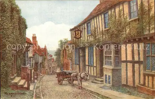 Rye East Sussex Mermaid Street Kuenstlerkarte Kat. East Sussex