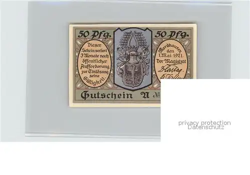 Nordhausen Thueringen Nordhieser Priem 50 Pfennig Kat. Nordhausen Harz