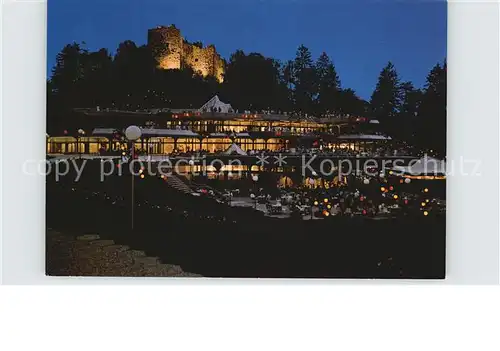 Badenweiler Kurhaus bei Nacht mit Burgruine Kat. Badenweiler