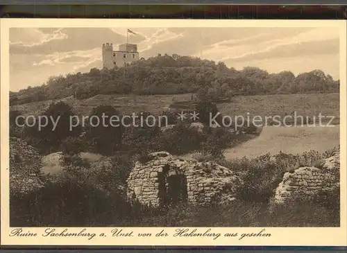 Sachsenburg Artern Ruine von der Hakenburg aus Kat. Oldisleben