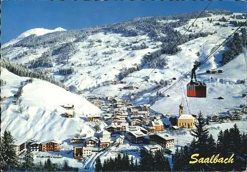 Saalbach Hinterglemm mit Schattenbergseilbahn Kohlmaiskopf und Spielberghorn Kat. Saalbach Hinterglemm