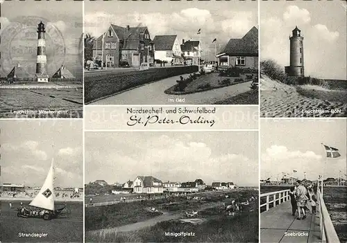 St Peter Ording Leuchtturm Boehl Strandsegler  Kat. Sankt Peter Ording