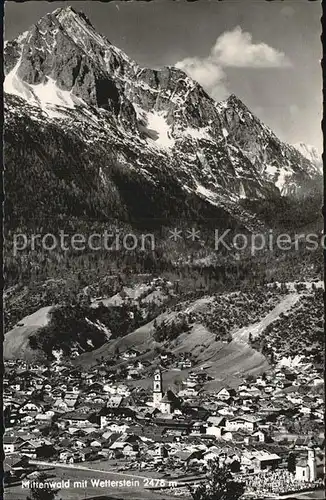 Mittenwald Bayern Fliegeraufnahme mit Wetterstein Kat. Mittenwald