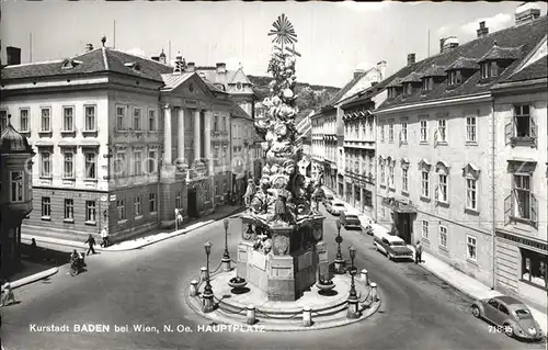 Baden Wien Hauptplatz Pestsaeule Kurstadt Kat. Baden