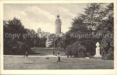 Leipzig Park Turm Graphit mit Rand Kat. Leipzig