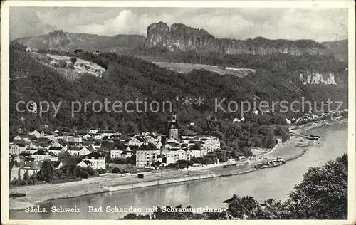 Bad Schandau Panorama mit Schrammsteinen Elbsandsteingebirge Elbe Kat. Bad Schandau