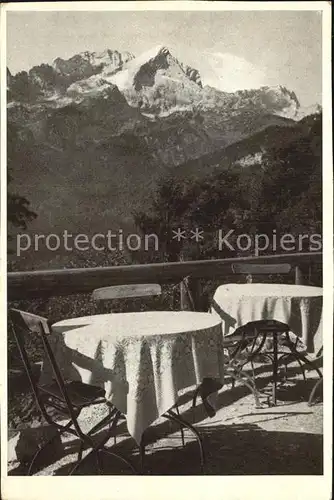 Alpspitze Blick vom Eckbauern Terrasse Kat. Garmisch Partenkirchen