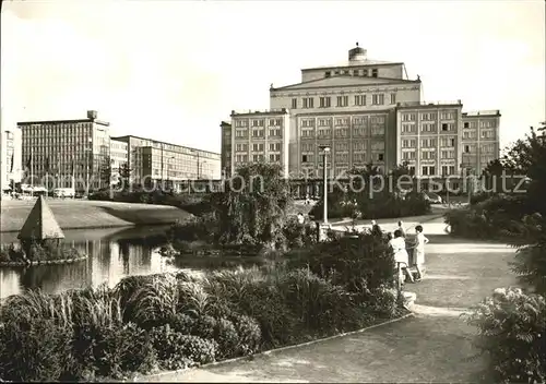 Leipzig Opernhaus mit Schwanenteich Kat. Leipzig