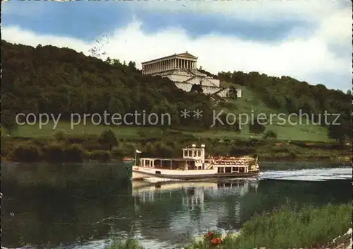 Regensburg Walhalla mit Personenschiff  Kat. Regensburg