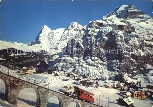 Muerren BE mit Bergbahn Eiger Moench und Jungfrau Kat. Muerren