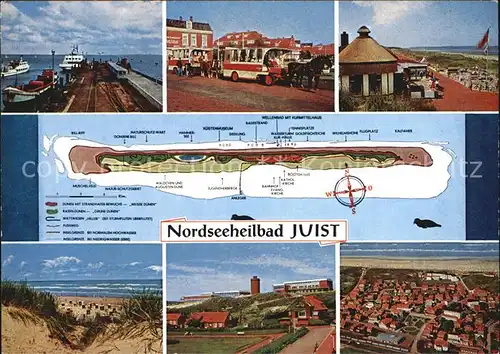 Juist Nordseebad Teilansichten Anleger Faehre Pferdebus Strand Promenade Duenen Fliegeraufnahme Kat. Juist