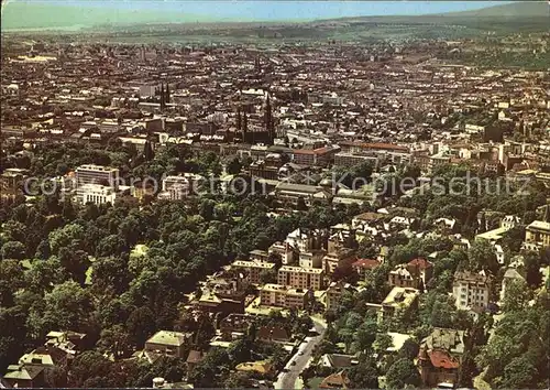 Wiesbaden Fliegeraufnahme mit Kurhaus und Marktkirche Kat. Wiesbaden