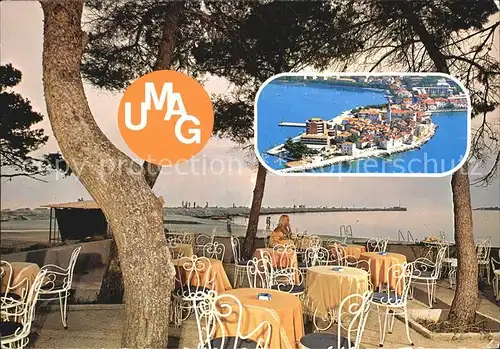 Umag Umago Istrien Strandcafe Terrasse Fliegeraufnahme Kat. Kroatien