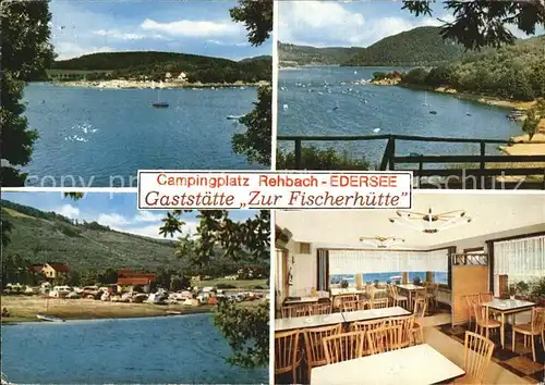 Rehbach Edertal Campingplatz Gaststaette Zur Fischerhuette am Edersee Kat. Edertal