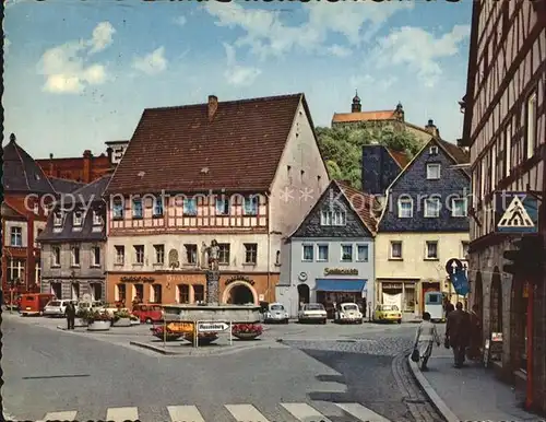 Kulmbach Am Holzmarkt Brunnen Fachwerkhaeuser Schloss Kat. Kulmbach