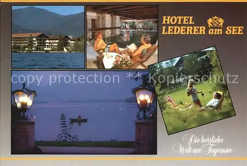 Bad Wiessee Hotel Lederer am See Hallenbad Liegewiese Abendstimmung Kat. Bad Wiessee