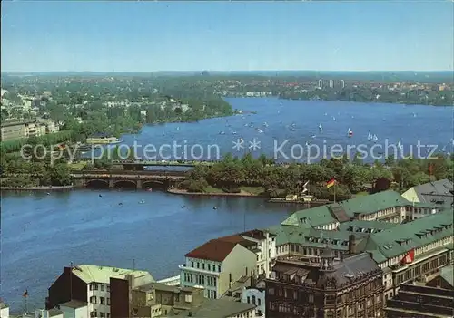 Hamburg Blick ueber Binnen und Aussenalster Kat. Hamburg