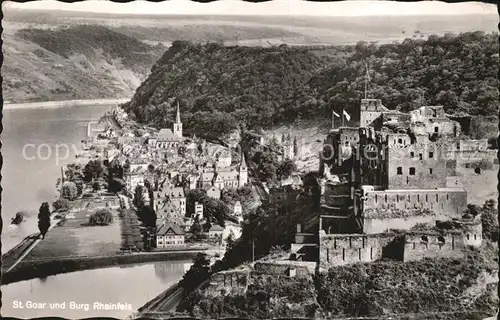 St Goar Fliegeraufnahme mit Burg Rheinfels Kat. Sankt Goar