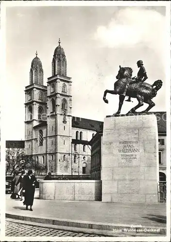 Zuerich Hans Waldmann Denkmal Reiterstandbild Kirche / Zuerich /Bz. Zuerich City