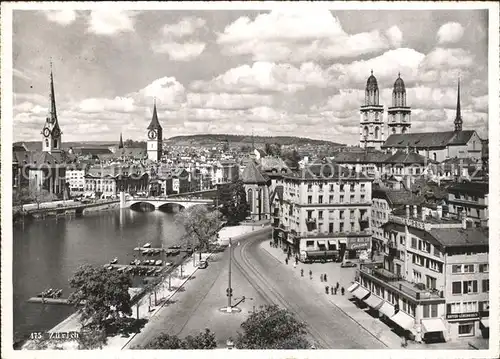 Zuerich Blick ueber die Innenstadt Muenster Turm Kirche Limmat Bruecke / Zuerich /Bz. Zuerich City