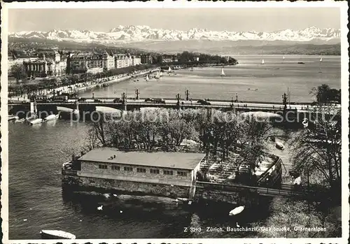 Zuerich Bauschaenzli an der Limmat Quaibruecke Glarner Alpen / Zuerich /Bz. Zuerich City