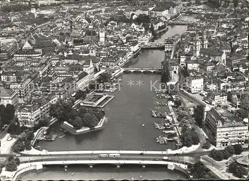 Zuerich Fliegeraufnahme Quaibruecke Limmat / Zuerich /Bz. Zuerich City