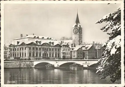 Zuerich Bruecke Stadtpartie im Schnee / Zuerich /Bz. Zuerich City