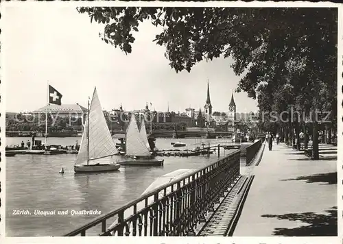 Zuerich Utoquai und Quaibruecke Segelboote / Zuerich /Bz. Zuerich City