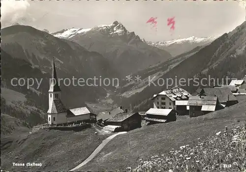 Tenna Ortsblick mit Kirche Kat. Tenna