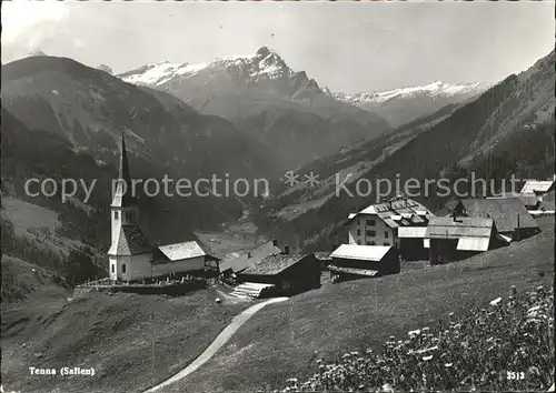 Tenna Ortsblick mit Kirche Kat. Tenna