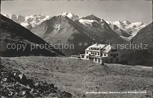 Muottas Muraigl Hotel Muottas Kulm mit Bernina und Roseggruppe Kat. Muottas Muraigl