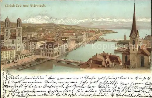 Zuerich Stadtblick mit Zuerichsee und Glaernisch / Zuerich /Bz. Zuerich City