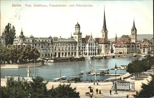 Zuerich Post Stadthaus Fraumuenster Peterskirche Limmatpartie / Zuerich /Bz. Zuerich City