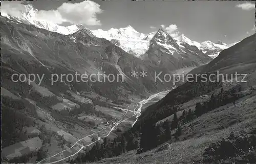 Zinal Rhone Weisshorn Rothorn Besso Gabelhorn Cervin Kat. Zinal