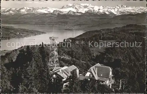 Uetliberg Zuerich Restaurant Uto Kulm mit Zuerichsee und Glarneralpen Kat. Uetliberg