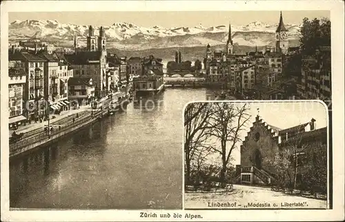 Zuerich Panorama Alpen Lindenhof / Zuerich /Bz. Zuerich City