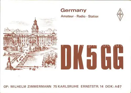 Karlsruhe Amateur Radio Station DK 5 GG  Kat. Karlsruhe