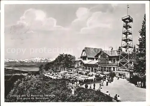 Uetliberg ZH Restaurant Uto Kulm Blick gegen Berneralpen / Uetliberg /Rg. Zuerich