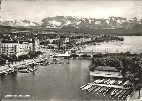 Zuerich Fliegeraufnahme mit See und Alpen / Zuerich /Bz. Zuerich City