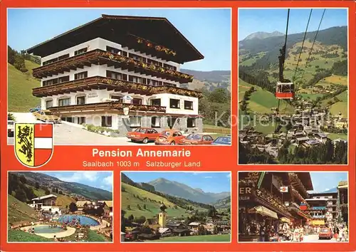 Saalbach Pension Annemarie Seilbahn Swimmingpool Dorfpartie Kat. Blaufelden