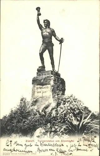 Zuerich Turnerstatue am Alpenquai Denkmal / Zuerich /Bz. Zuerich City