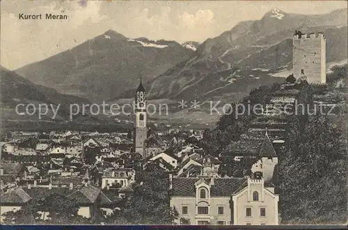 Meran Panorama Burg Kirche Kat. Merano