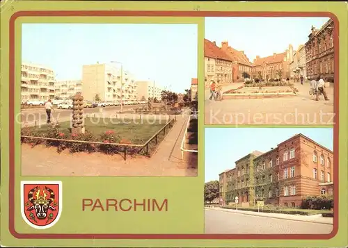 Parchim Mecklenburg Vorpommern Weststadt Wilhelm Pieck Platz Goethe Oberschule Kat. Parchim