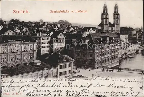 Zuerich Gemuesebruecke und Rathaus / Zuerich /Bz. Zuerich City